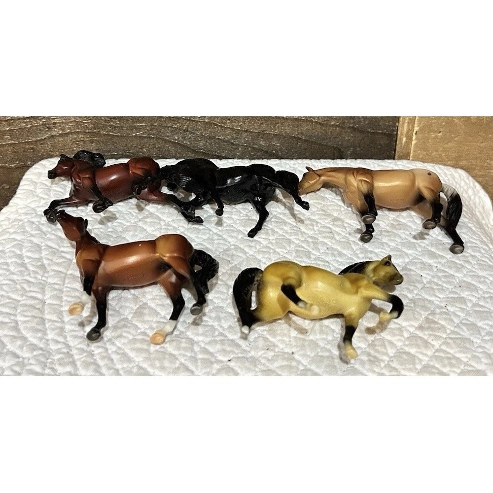 Vtg‎ 5 Breyer Reeves Mini Small Horse Figurines 1970's Vintage Plastic 3"